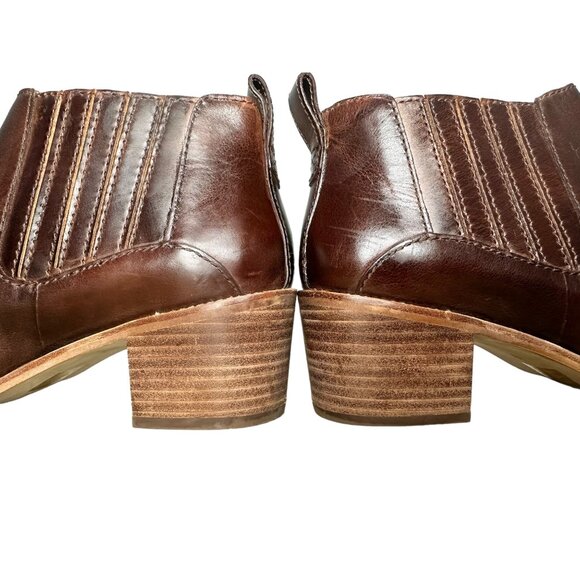 Madewell Bonham Boots Womens 8 Brown Leather Ankle Booties Chelsea Western Boho - Picture 9 of 16